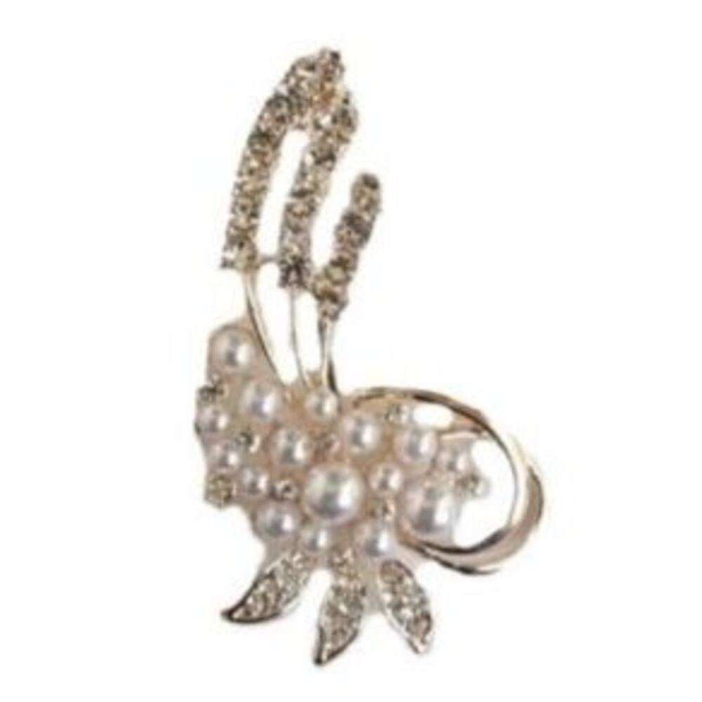Faux Pearl & Rhinestone Brooch - Picture 2 of 10